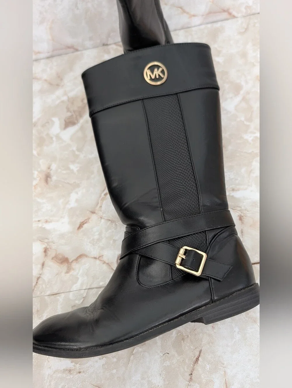 Michael Kors Black Tall Boots with Gold Hardware Woman's Sz 5